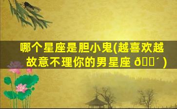 哪个星座是胆小鬼(越喜欢越故意不理你的男星座 🐴 )